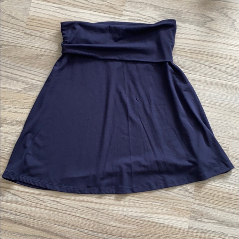 Navy Blue Fold-Over A-Line Skirt